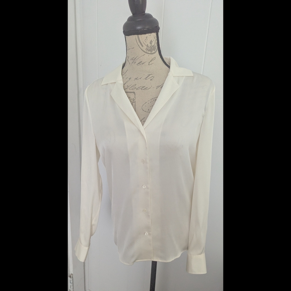 Quince Washable Ivory Silk Blouse S NWT